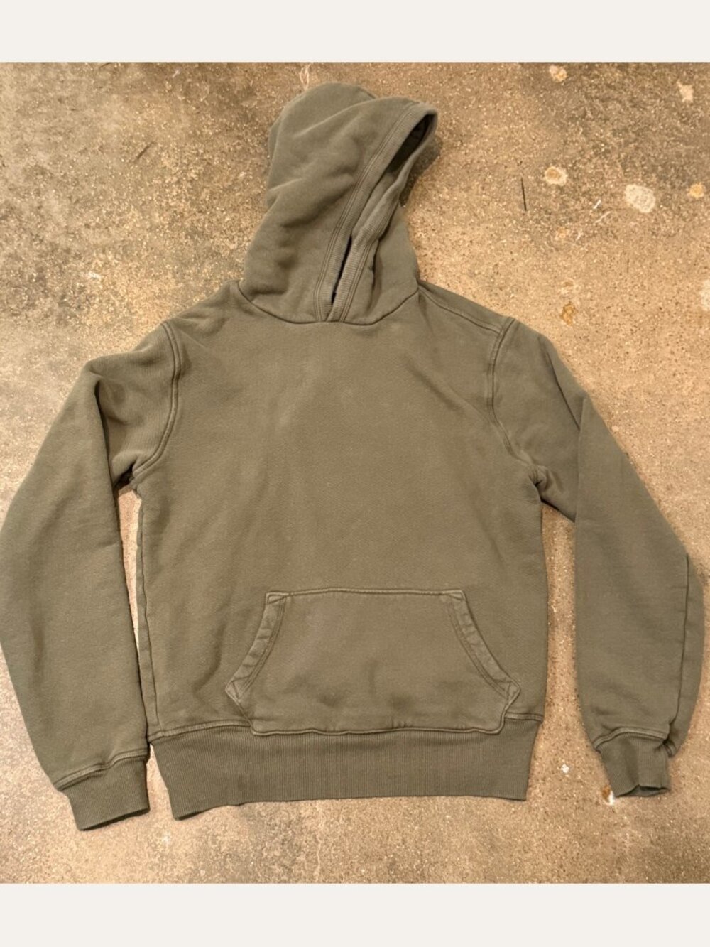 Imogene + Willie Olive Green Pullover Hoodie Sweatshirt Small Faded USA Made